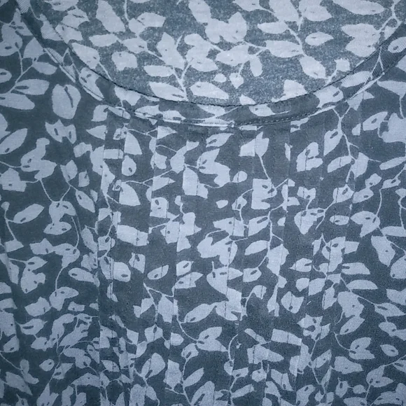 Ulla Popken L Long Sleeved Smocked Navy Leaf Tunic Top - Picture 7 of 8